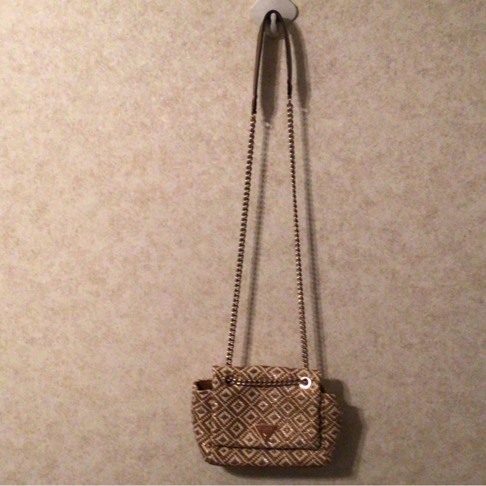 Guess USA Stylish Tan Patterned Women's Bag gorgeous purse. Excellent condition